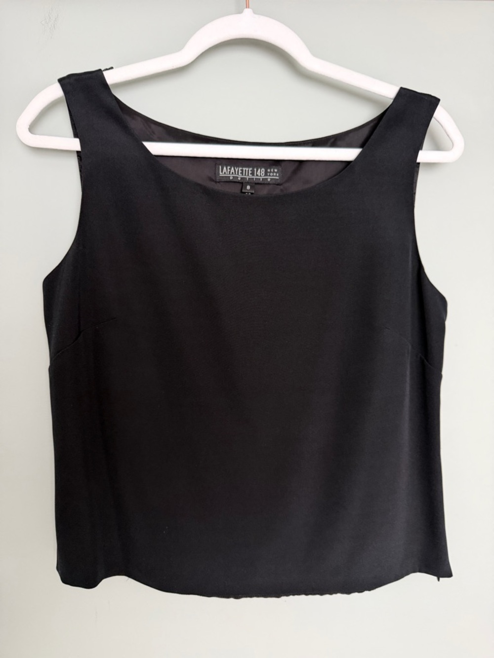 Lafayette 148 New York 95% Silk Thick Strap Black Camisole Tank Blouse Classic